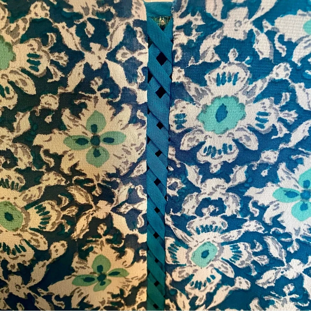 Xhilaration-Lace Up Style front-Blue/Green Patterned Sun Dress-Size L - Picture 2 of 11